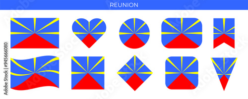 Reunion unofficial flag vector illustration. French overseas territories