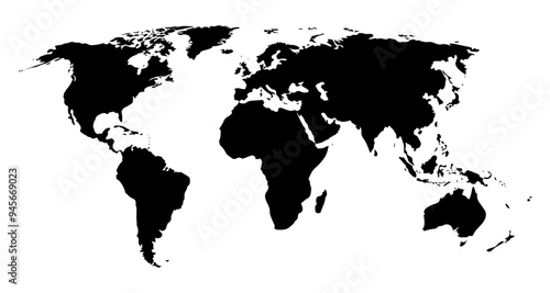 Medium detailed world map. Vector illustration of the world map silhouette