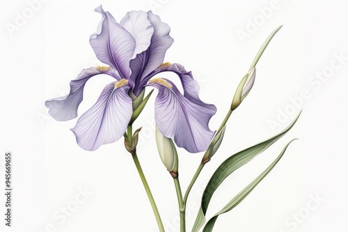 Fototapeta Naklejka Na Ścianę i Meble -  Botanical illustration iris flower blossom petal.