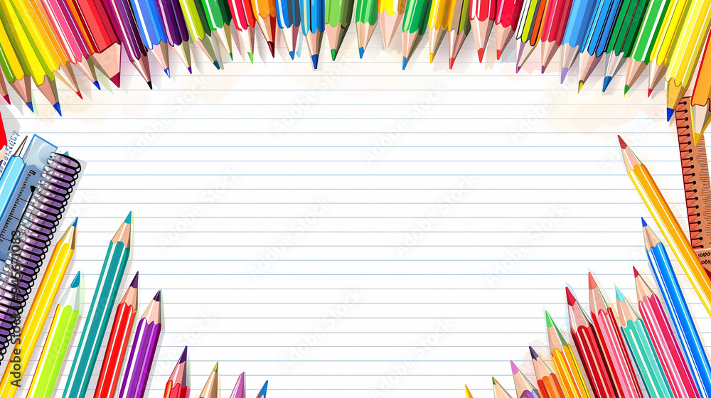 pencils frame on white pencils frame on white