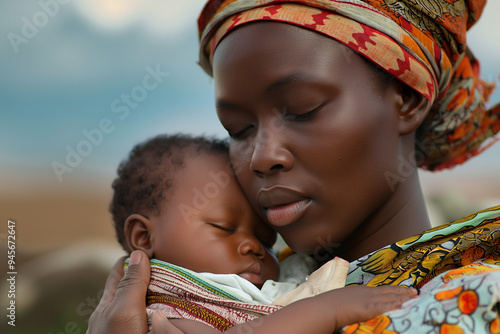 A woman is holding a baby in her arms