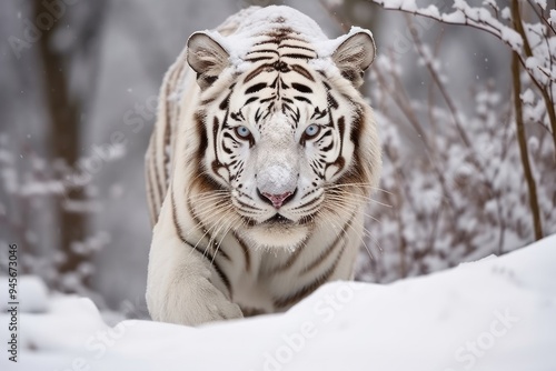 Fototapeta Naklejka Na Ścianę i Meble -  White tiger wildlife animal mammal.