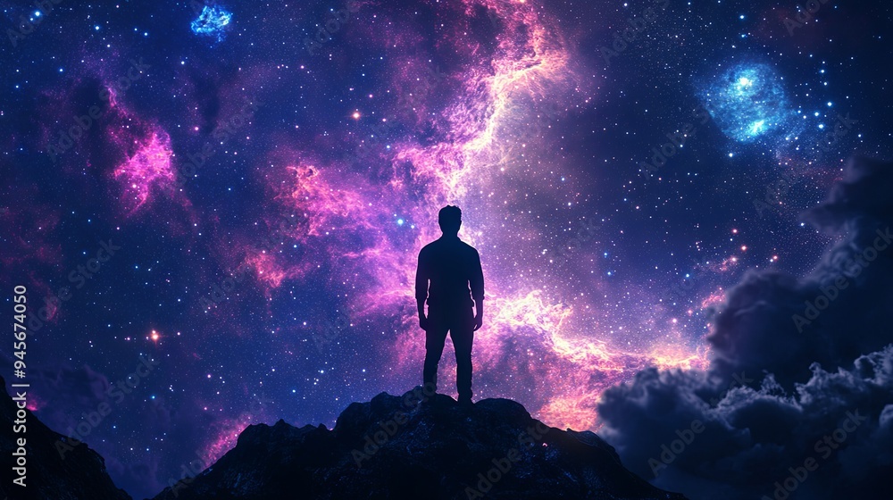 Fototapeta premium Space man meditating