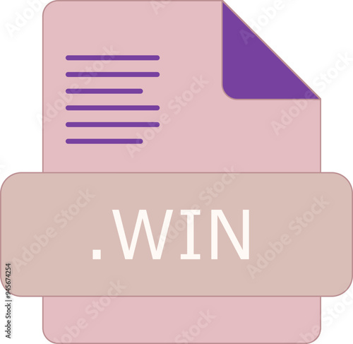 WIN File extension icon insidse fill with lines fill