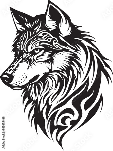 Fierce Tribal Wolf Tattoo Design