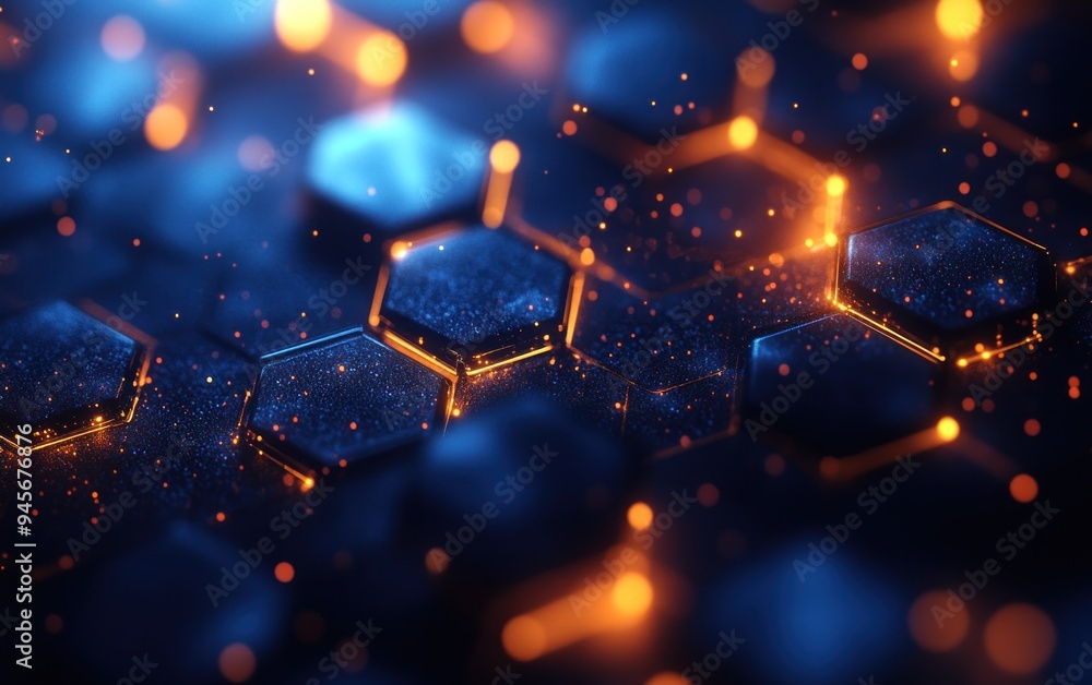 Fototapeta premium Abstract Hexagon Pattern with Glowing Lights