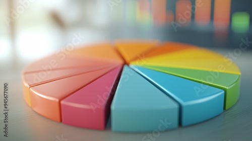 Data and finance business visualized in pie chart 3D