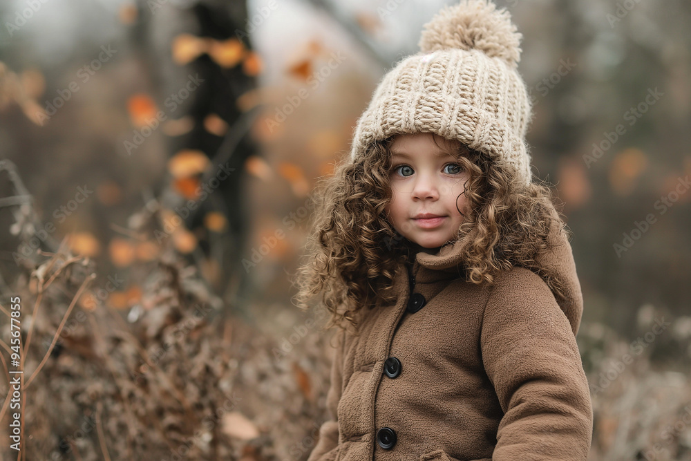 A young girl wearing a brown coat A young girl wearing a brown coat