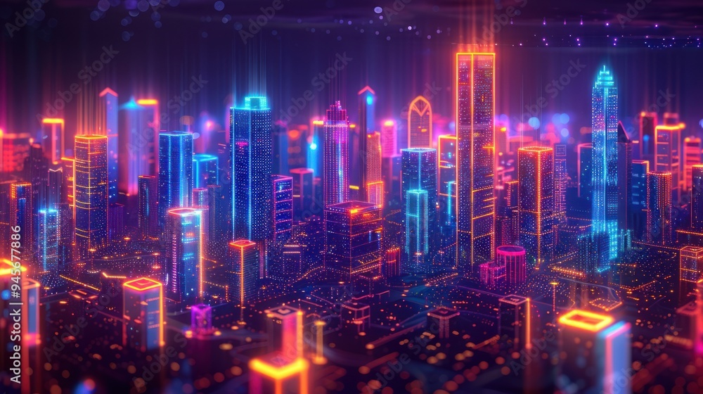 Neon Cityscape: A Digital Metropolis Illuminated Neon Cityscape: A Digital Metropolis Illuminated
