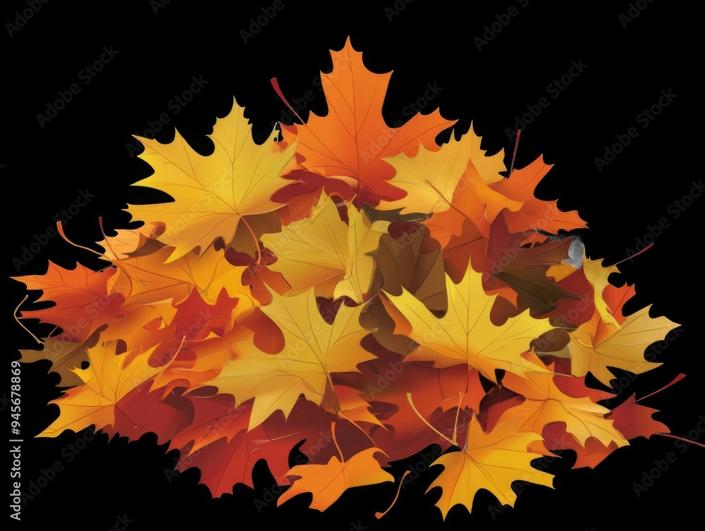 Fototapeta premium Pile of autumn leaves on transparent background,vector illustration
