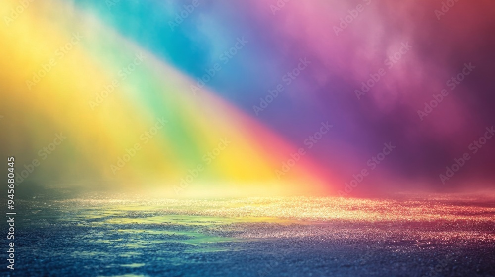Vibrant Rainbow Light over Water Reflection Vibrant Rainbow Light over Water Reflection