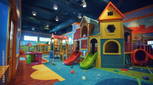 Wallpaper Mural Family-friendly playhouse enhancing a health club atmosphere with fitness-themed decor and interactive areas for children Torontodigital.ca