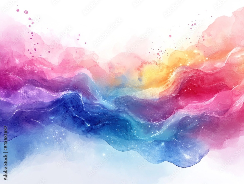 Abstract Watercolor Painting of Wavy Lines in Vibrant Colors Abstract Watercolor Painting of Wavy Lines in Vibrant Colors