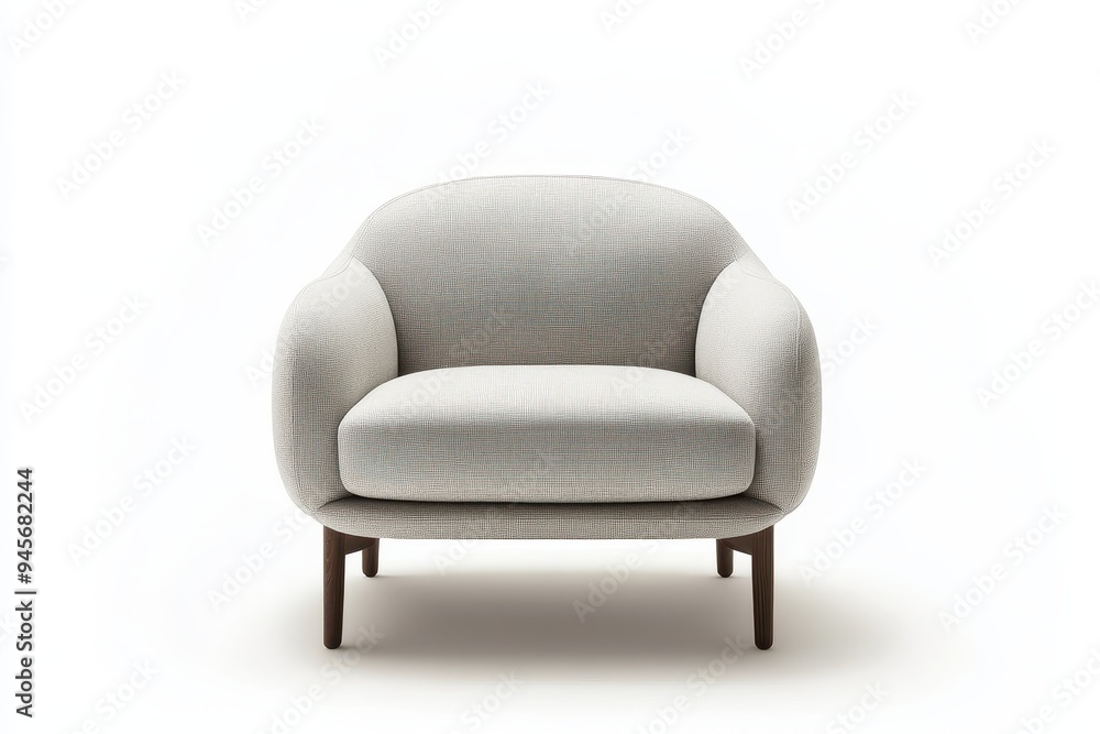 A modern, minimalist armchair with a soft fabric and wooden legs. A modern, minimalist armchair with a soft fabric and wooden legs.