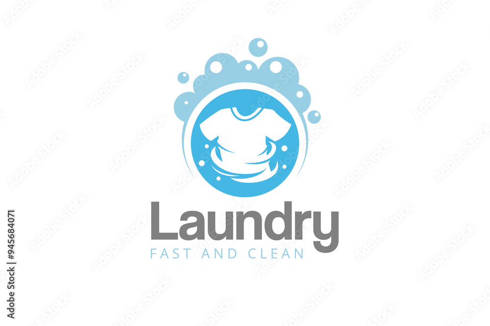 Laundry logo design template. Fast and clean laundry service logo Laundry logo design template. Fast and clean laundry service logo
