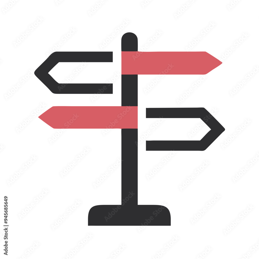 Directional Signpost with Multiple Arrows in Pink and Black for Choice Directional Signpost with Multiple Arrows in Pink and Black for Choice
