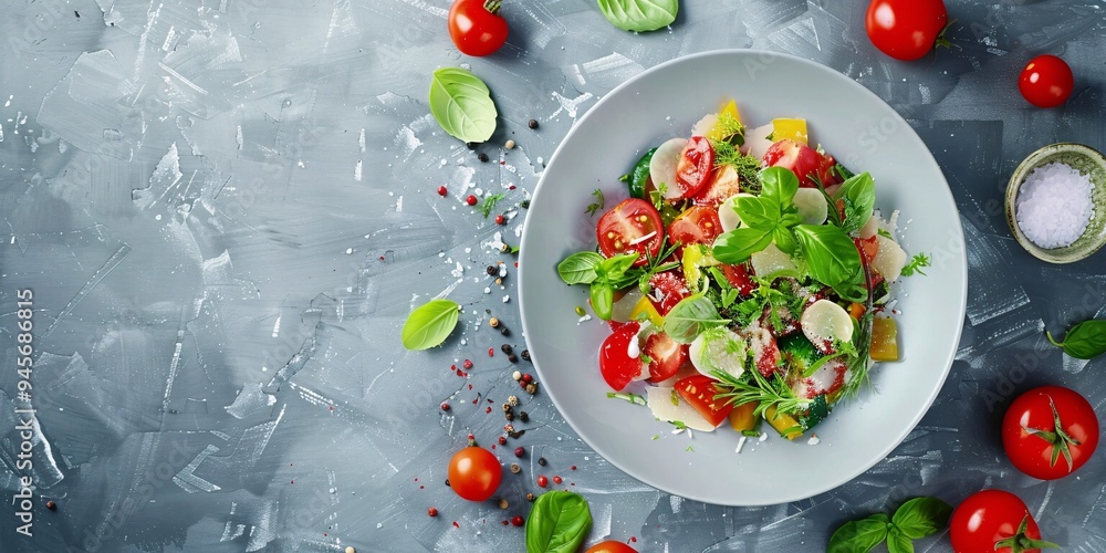 Tomato salad garnished with mint, Tomato mint leaf salad, Healthy tomato salad with mint Tomato salad garnished with mint, Tomato mint leaf salad, Healthy tomato salad with mint
