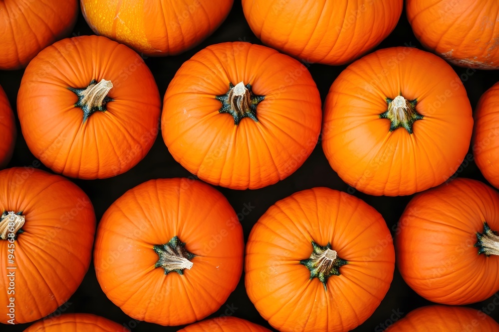Bright orange pumpkins arranged for Halloween. Generative AI. Bright orange pumpkins arranged for Halloween. Generative AI.