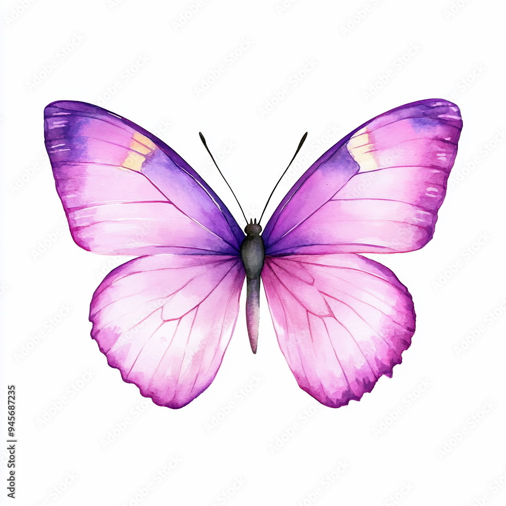 Watercolor Purple Butterfly. Watercolor Purple Butterfly.