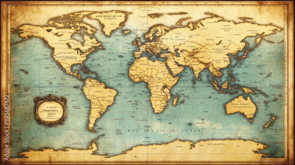 Naklejka premium Antique World Map