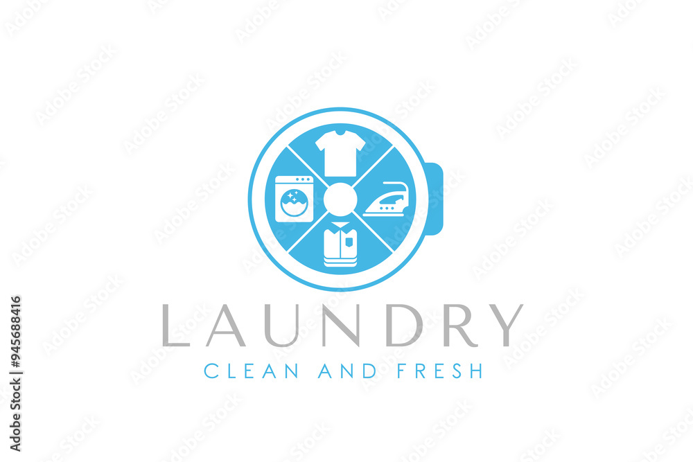 Laundry logo design template. Creative washing machine concept for laundry service logo Laundry logo design template. Creative washing machine concept for laundry service logo