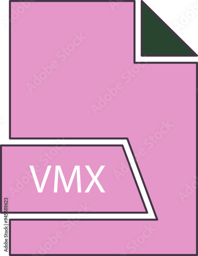 VMX File format icon in shapes 2 colors and side contour