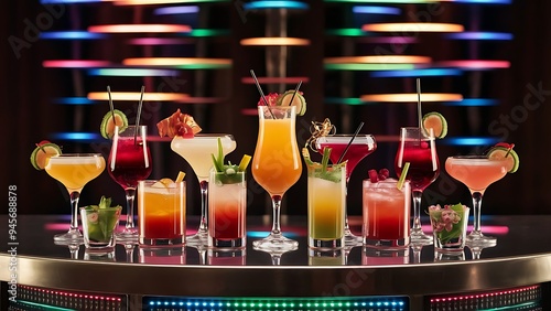 Alcohol and juice cocktails set for beverages design