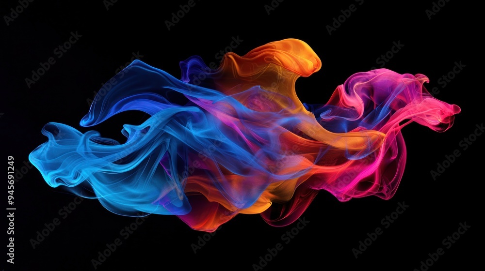 Vibrant multicolored smoke swirls on a dark background with fluid and dynamic abstract shapes in vivid hues Generative AI Vibrant multicolored smoke swirls on a dark background with fluid and dynamic abstract shapes in vivid hues Generative AI