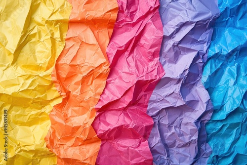 Wallpaper Mural Crumpled multicolored paper texture background with vibrant blue, green, yellow, and red sections Generative AI Torontodigital.ca