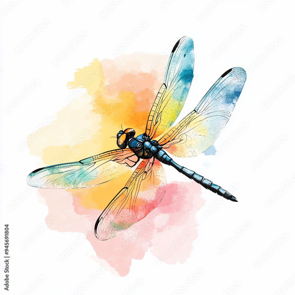 Watercolor Dragonfly. Watercolor Dragonfly.
