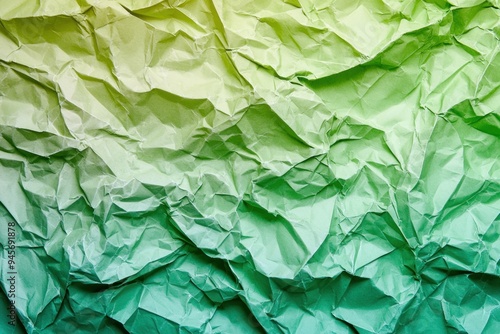 Crumpled green paper texture background with gradient shading and rough surface Generative AI