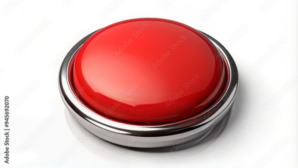 A bold, bright red circular button with a slight sheen, centered against a clean white background, awaits interaction with a sense of modern elegance. A bold, bright red circular button with a slight sheen, centered against a clean white background, awaits interaction with a sense of modern elegance.