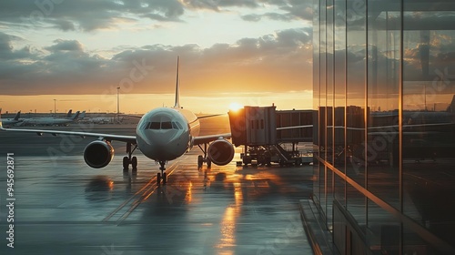 Early morning flight boarding at an airport, Monday morning, travel and new opportunities