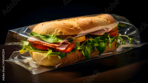 Biodegradable plastic wraps for sandwiches photo