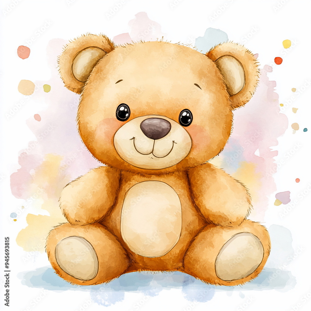 Fototapeta premium Cute Teddy Bear Watercolor.