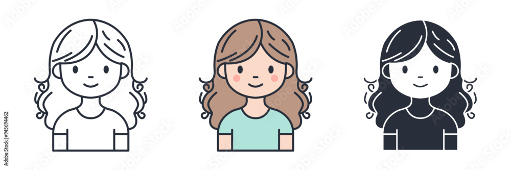 Girl icon symbol vector illustration isolated on white background Girl icon symbol vector illustration isolated on white background