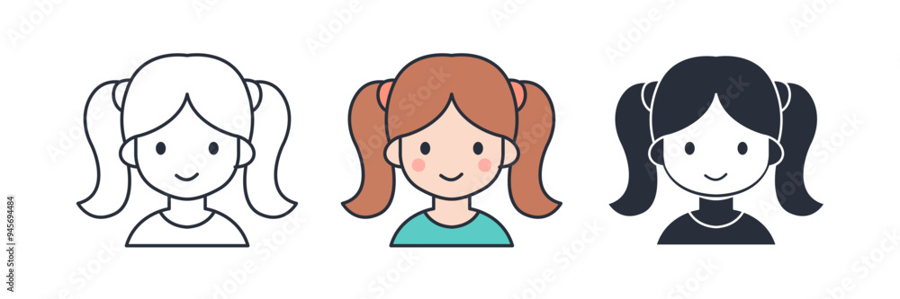 Girl icon symbol vector illustration isolated on white background Girl icon symbol vector illustration isolated on white background