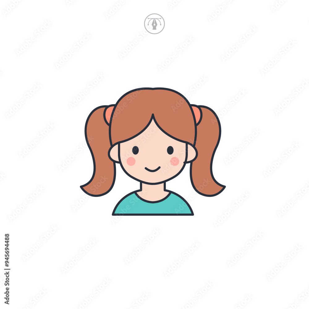 Girl icon symbol vector illustration isolated on white background Girl icon symbol vector illustration isolated on white background