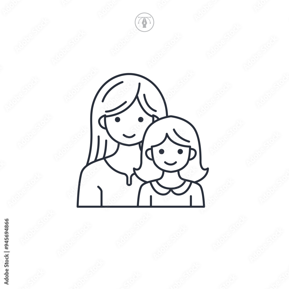 Mother and Daughter icon symbol vector illustration isolated on white background Mother and Daughter icon symbol vector illustration isolated on white background