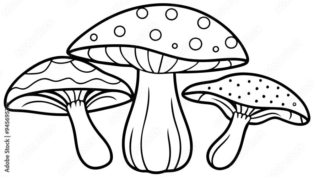 Vector Illustration of Poisonous Mushrooms: Hand-Drawn for Authenticity Vector Illustration of Poisonous Mushrooms: Hand-Drawn for Authenticity