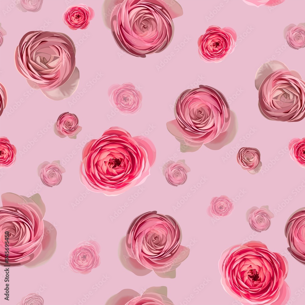 Seamless pattern of ranunculus buds in pastel colors. Modern type of printed art for wedding design, scrapbooking, branding, wallpaper, wrapping paper, printing. Seamless pattern of ranunculus buds in pastel colors. Modern type of printed art for wedding design, scrapbooking, branding, wallpaper, wrapping paper, printing.