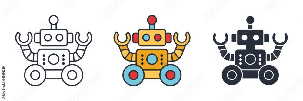 Toy robot icon symbol vector illustration isolated on white background Toy robot icon symbol vector illustration isolated on white background