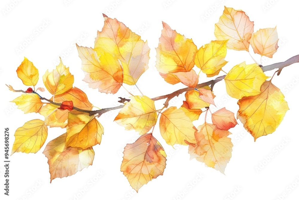 Fototapeta premium Vibrant autumn leaves watercolor illustration
