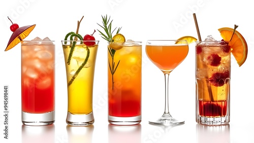 Cocktail Collection Isolated on White Background