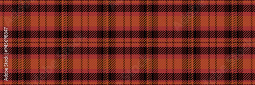 Winter check seamless pattern, madras vector plaid textile. Cosy texture fabric tartan background in red and black colors.