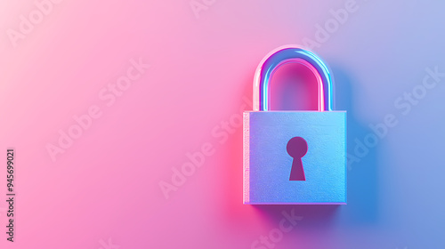 Padlock in Neon Lights