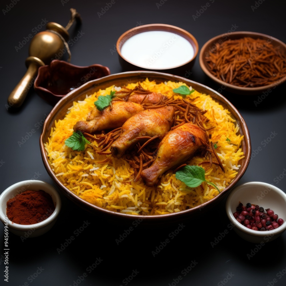 desi biryani rice with chicken photo desi biryani rice with chicken photo
