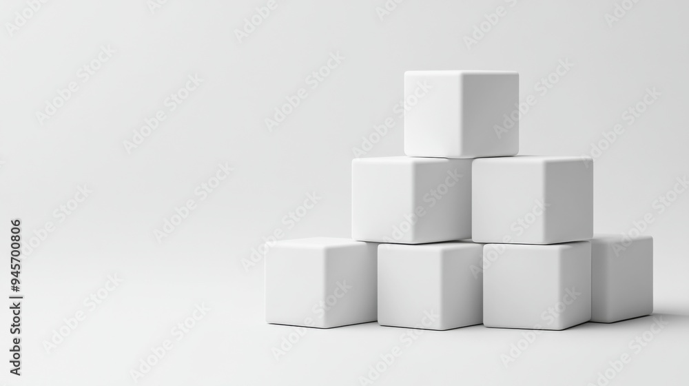Stacked White Cubes on Minimalistic Background Stacked White Cubes on Minimalistic Background