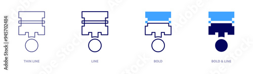 Piston valve icon in 4 different styles. Thin Line, Line, Bold, and Bold Line. Duotone style. Editable stroke