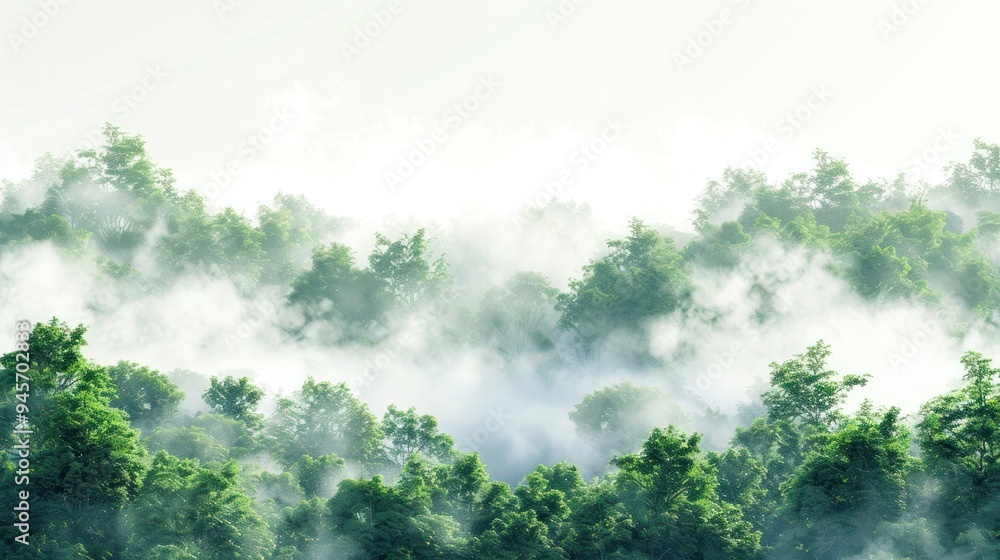 Serene misty forest landscape Serene misty forest landscape